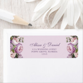 Etiqueta Dirección de devolución de Boho Lilac Peonies