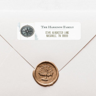 Etiqueta Dirección de devolución de brújula nautica vintage