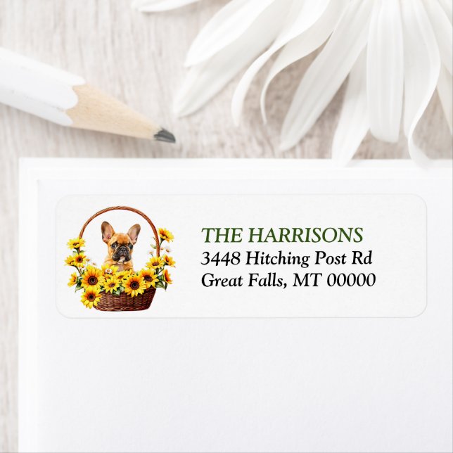 Etiqueta Dirección de devolución de Bulldog francés de la c (In situ)