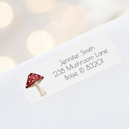 Etiqueta Dirección de devolución de caída de hongos rojos d