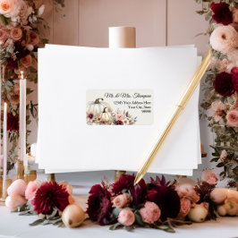 Etiqueta Dirección de devolución de calabaza blanca floral 