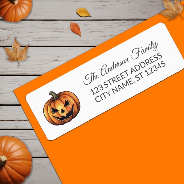 Etiqueta Dirección de devolución de calabaza de Halloween (Subido por el creador)