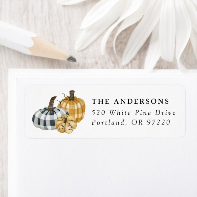 Etiqueta Dirección de devolución de calabazas de plástico d (In situ)