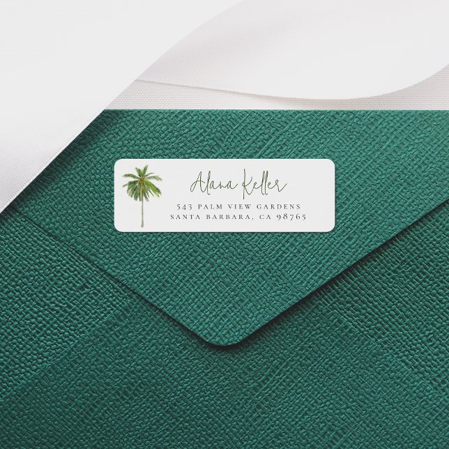 Etiqueta Dirección de devolución de caligrafía tropical del (Return Address Label Mock-up)