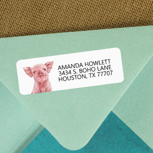 Etiqueta Dirección de devolución de Cerdito de color de agu