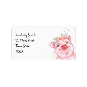 Etiqueta Dirección de devolución de cerdo de color de agua 