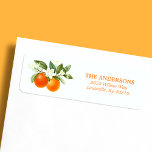 Etiqueta Dirección de devolución de color de agua floral de<br><div class="desc">Etiqueta de dirección de retorno de color de agua floral del cítrico del naranja</div>