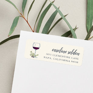 Etiqueta Dirección de devolución de cristal de vino