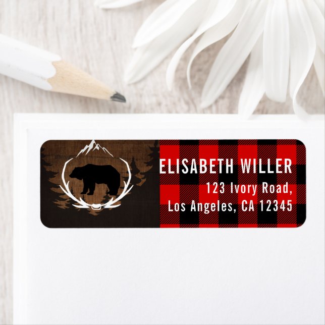 Etiqueta Dirección de devolución de cumpleaños de Lumberjac (In situ)