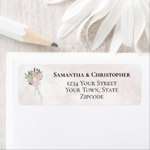 Etiqueta Dirección de devolución de Dusty Rose Bouquet Boda