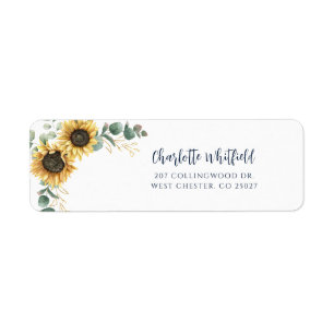 Etiqueta Dirección de devolución de escritura de girasol fl