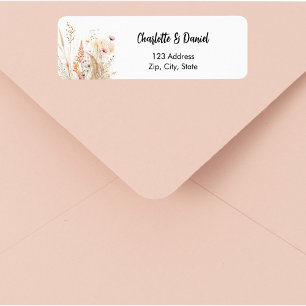 Etiqueta Dirección de devolución de escritura rosa beige de