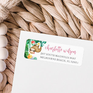 Etiqueta Dirección de devolución de eslogan floral tropical