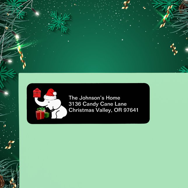 Etiqueta Dirección de devolución de familia de Navidades el (White Elephant Christmas Family Return Address Label)