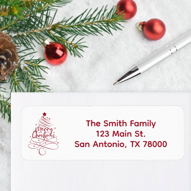 Etiqueta Dirección de devolución de feriado navideño (Merry Christmas Return Address Sticker)