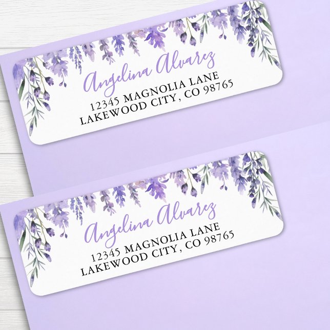 Etiqueta Dirección de devolución de fiesta de shower nupcia (Lavender Purple Bridal Shower label )