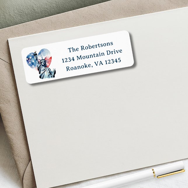 Etiqueta Dirección de devolución de fiesta patriótica del 4 (America My Heartsfire 1776-2026 Patriotic Return Address Label)