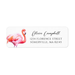 Etiqueta Dirección de devolución de flamenco rosa color de 