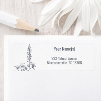 Etiqueta Dirección de devolución de Floral de Flor Azul de 