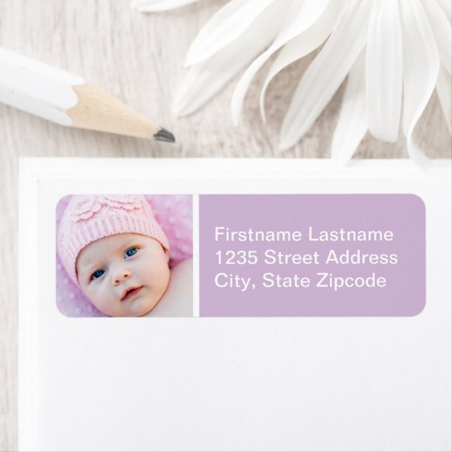 Etiqueta Dirección de devolución de foto de Baby Girl Laven (In situ)