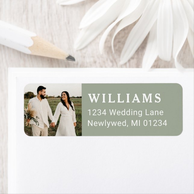 Etiqueta Dirección de devolución de foto del Boda verde sab (In situ)