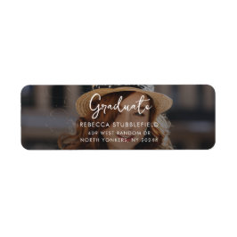 Etiqueta Dirección de devolución de foto moderna de graduac