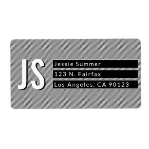 Etiqueta Dirección de devolución de franjas finas en blanco