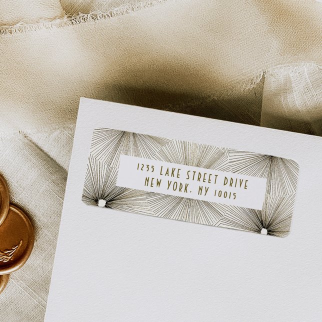 Etiqueta Dirección de devolución de fuegos artificiales Art (Art deco fireworks return address label.)