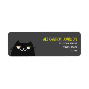 Etiqueta Dirección de devolución de gato negro