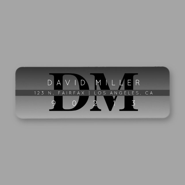 Etiqueta Dirección de devolución de gradiente gris negro mo (Subido por el creador)