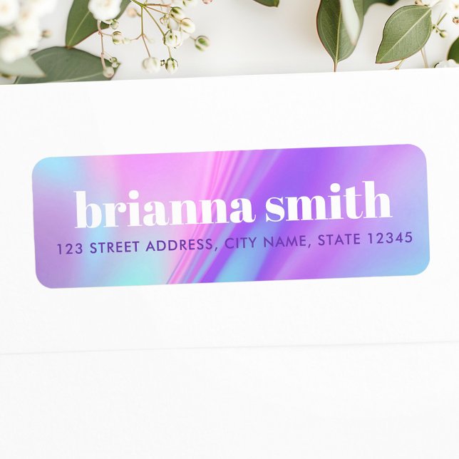 Etiqueta Dirección de devolución de gradiente pastel rosa p (Trendy pink purple pastel gradient return address label)