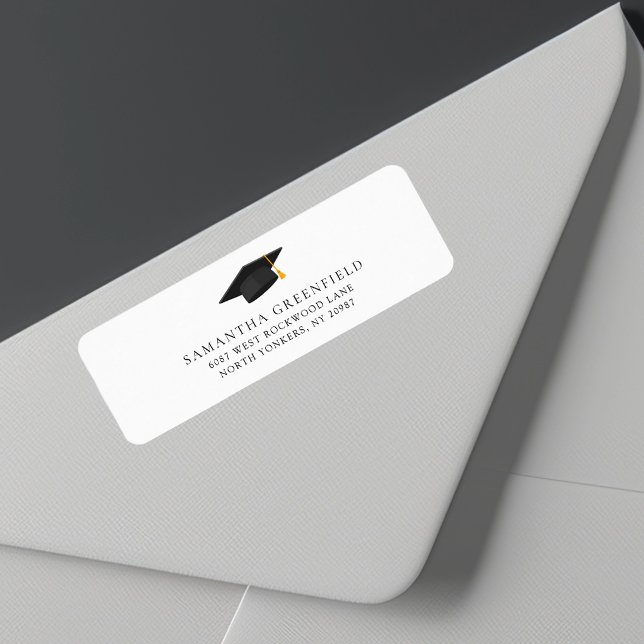 Etiqueta Dirección de devolución de graduación simple moder (Modern Graduation Cap 2025 Return Address Label)