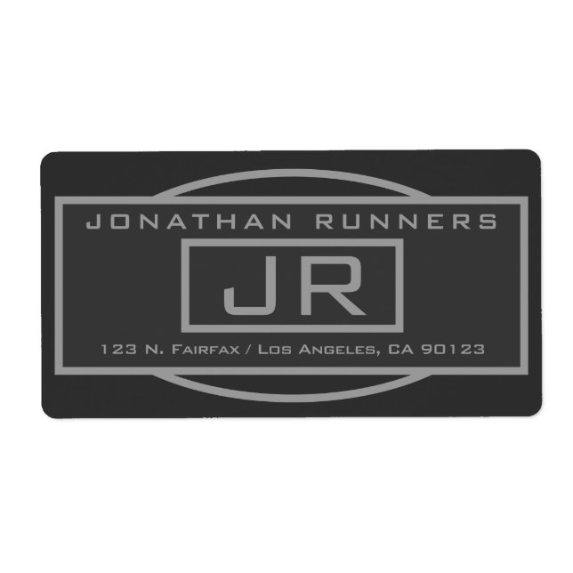 Etiqueta Dirección de devolución de grises geométricos y os (Frente)