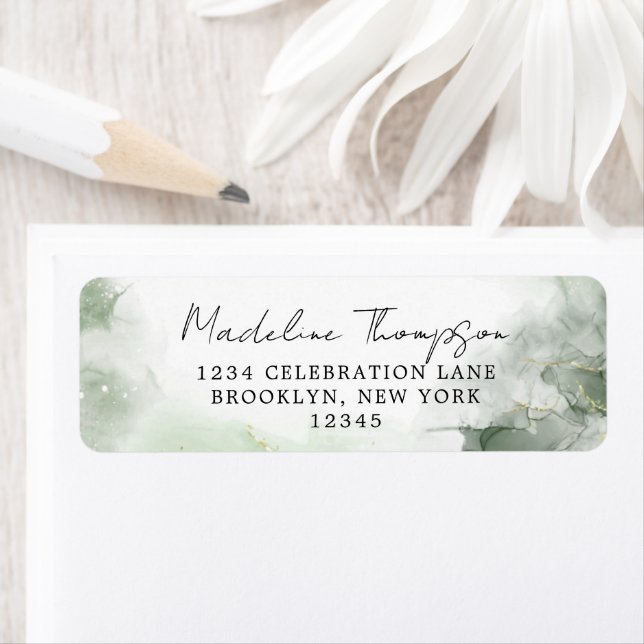 Etiqueta Dirección de devolución de guión de Sage Green Wat (In situ)