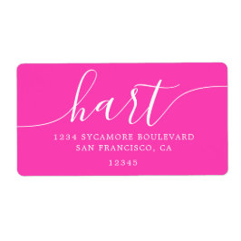 Etiqueta Dirección de devolución de guión moderno rosa bril