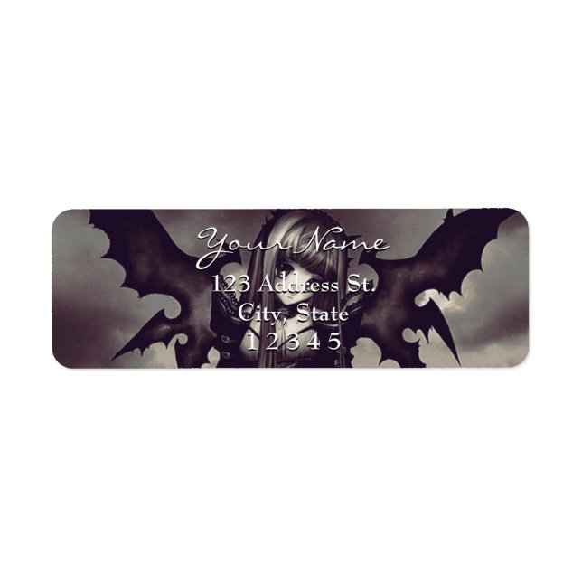 Etiqueta Dirección de devolución de hadas de anime oscuro d (Frente)