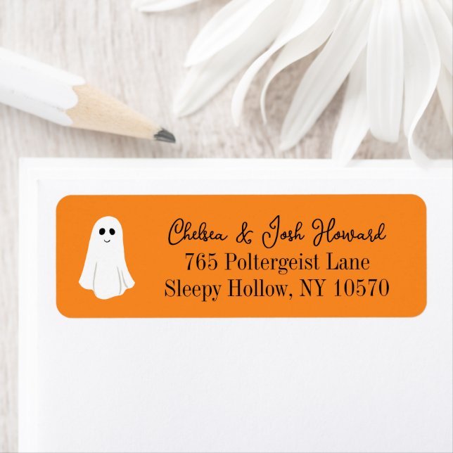 Etiqueta Dirección de devolución de Halloween de ghost de c (In situ)