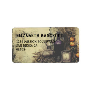 Etiqueta Dirección de devolución de Halloween de poción gót