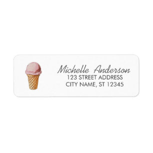 Etiqueta Dirección de devolución de helado acuarela de vera