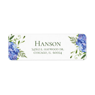 Etiqueta Dirección de devolución de Hortensias Azules por C