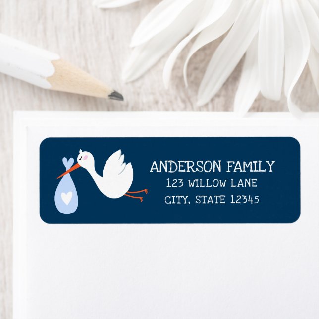 Etiqueta Dirección de devolución de la cigüeña del bebé (In situ)