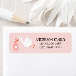 Etiqueta Dirección de devolución de la cigüeña del bebé