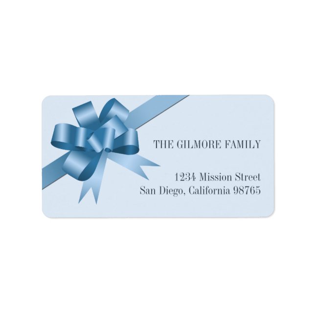 Etiqueta Dirección de devolución de la cinta azul de regalo (Frente)