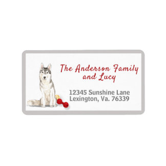 Etiqueta Dirección de devolución de la familia Siberian Hus