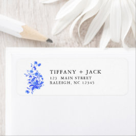Etiqueta Dirección de devolución de la flor azul de la tela