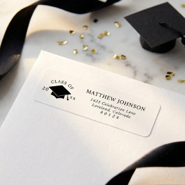 Etiqueta Dirección de devolución de la gorra de graduación