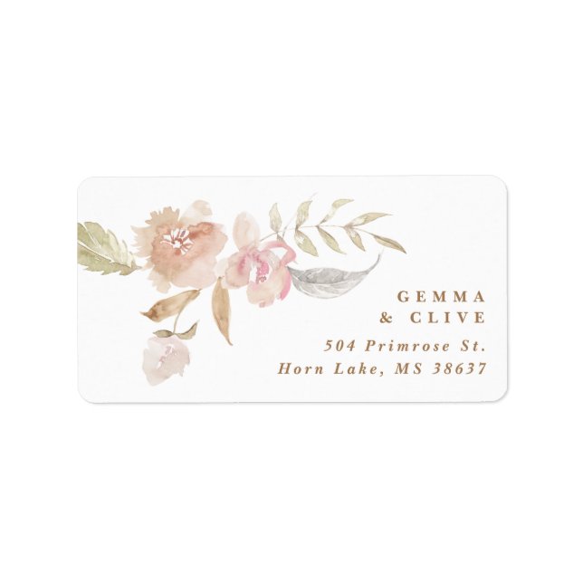 Etiqueta Dirección de devolución de las Floras de acuarela  (Frente)