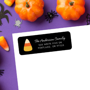 Etiqueta Dirección de devolución de maíz dulce Halloween