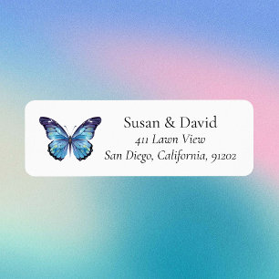 Etiqueta Dirección de devolución de mariposa azul personali
