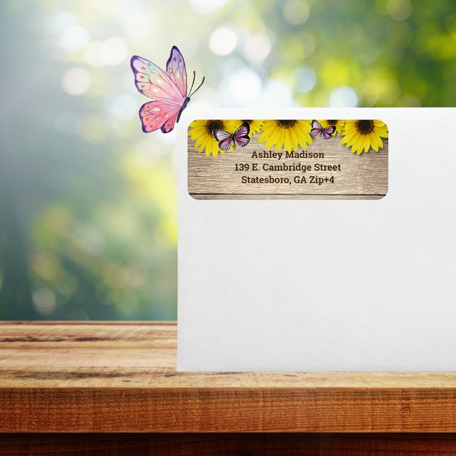 Etiqueta Dirección de devolución de mariposas rosadas de gi (Subido por el creador)